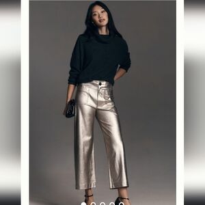 BNWT Anthropologie Maeve Colette Gold Leather Pants